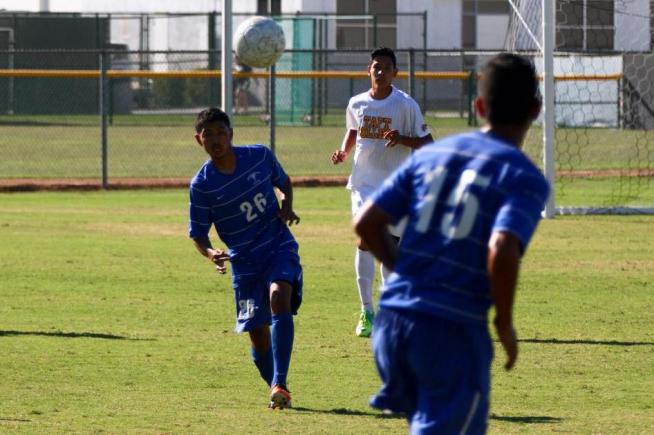 File Photo: Daniel Garcia (26) scored the lone goal in the Falcons 2-1 loss to Pasadena City on Friday.