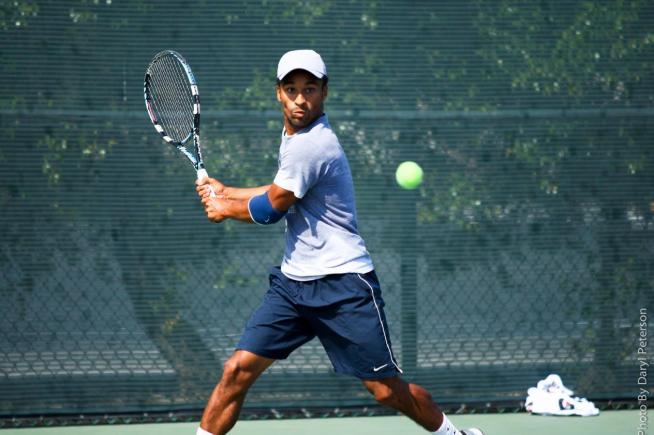 Todd Jenkins teamed with Maurice Grijalva to win their doubles match against Gustavus Adolphus (MN) College