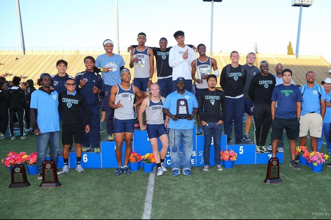 The Cerritos men's track and field team placed third at the SoCal Championships