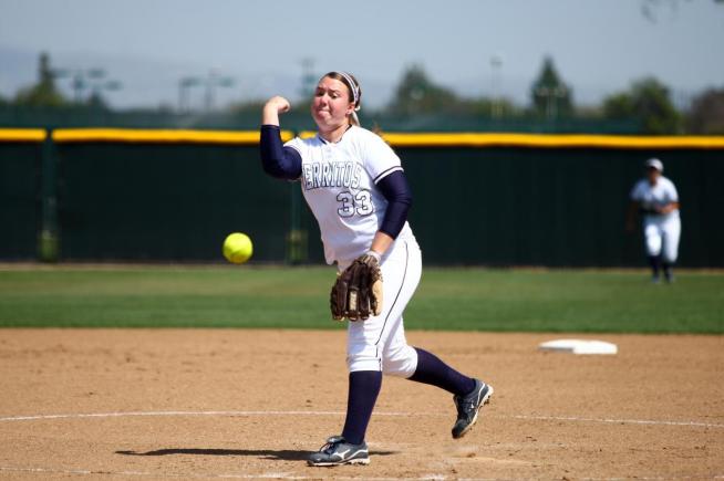 File Photo: Pitcher Kayla Klein tossed a two-hitter, as the Falcon batters drew 16 walks against LA Harbor in a 12-0 win
