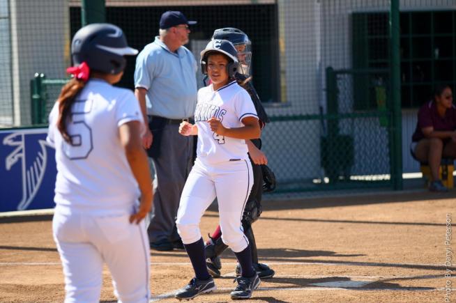 File Photo: Julia Mendoza (5) hit a pair of 2-run home runs, while Aubrey Formano (4) added a 3-run blast, as the Falcons defeated El Camino, 10-0