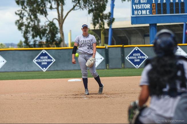 File Photo: Kristen Voller came on in relief to earn the win for the Falcons