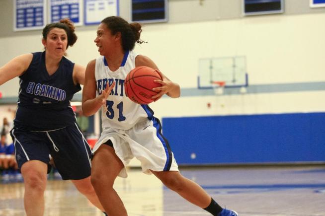 File Photo: Nia Lateju scored 14 points and added eight rebounds in the Falcons loss to Pasadena City.