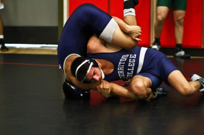 File Photo: The Cerritos College wrestling team dropped a 23-8 conference match against Santa Ana.