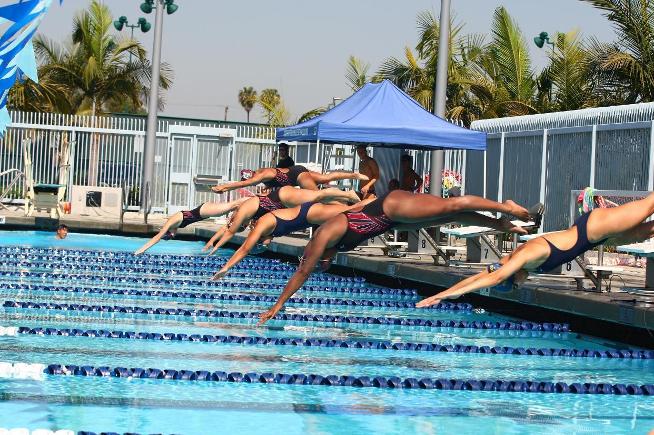 File Photo: The Falcon women's swimming team posted a pair of third place finishes at the SCC Championships