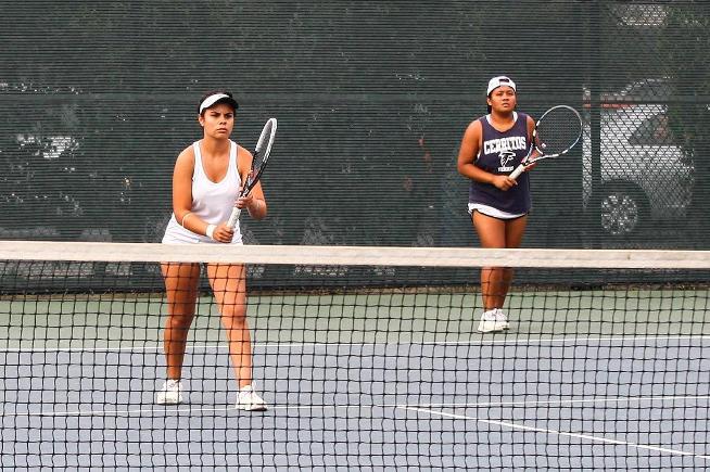 (L-R) Staci Gonzales and Jessica Alcayde will open doubles play for the Falcons at Ojai at 1:00 p.m. on Thursday