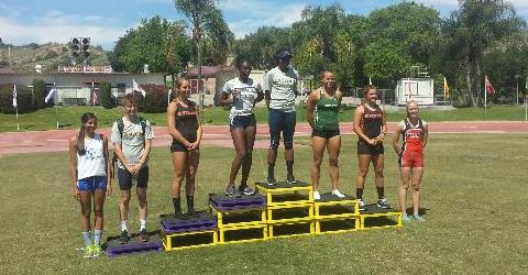 Alexus Dalton (fourth from left) placed second at the SoCal Heptathlon Championships