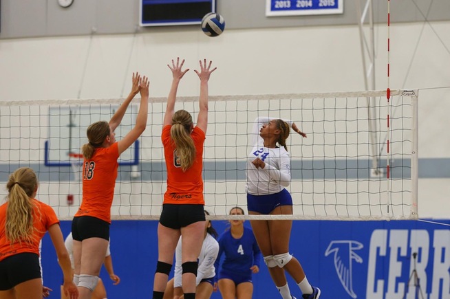 Cecilia Burroughs had 18 kills for the Falcons in their loss