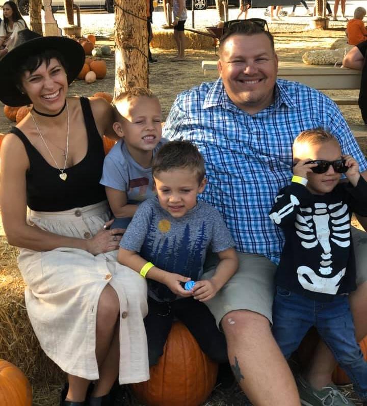 Brandon Doran with his wife, Christen and sons, Carter, Robert and Aleksander