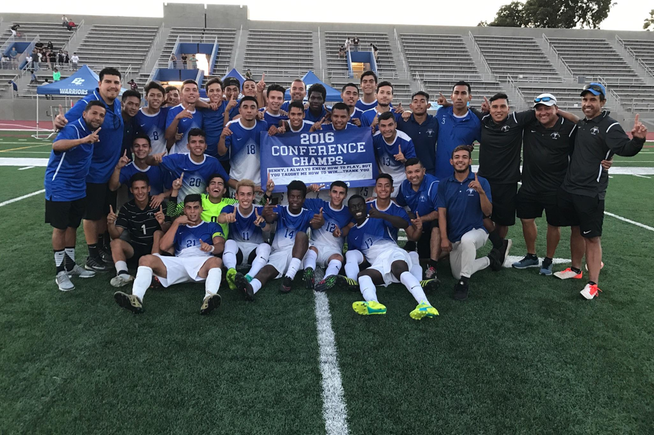 The Cerritos men's soccer team clinches division title with 3-2 win