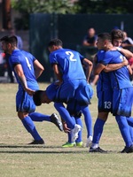 The Falcons celebrate after scoring a goal against College of the Desert