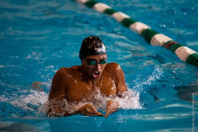 Eugene Runas earned a 12th place finish in the 200-yard breaststroke at the state championships