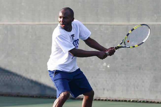 Amadi Kagoma won his singles and doubles match in the Falcons win over Saddleback