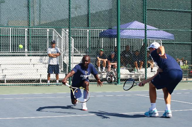 The doubles team of Amadi Kagoma and Nathan Eshmade posted wins in both singles and doubles against Amherst (MA) College