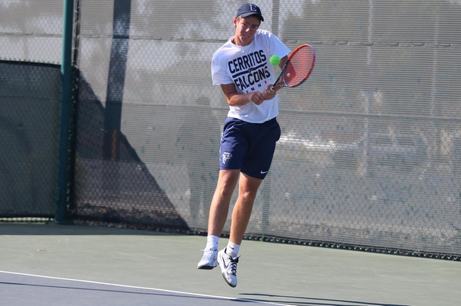 Nikita Katsnelson won his singles and doubles match against Mesa (AZ) CC