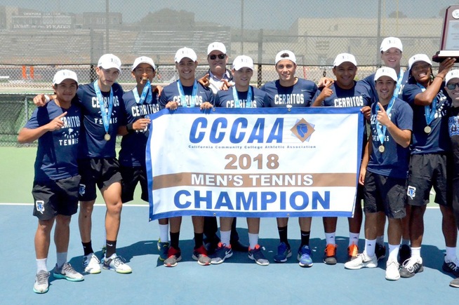 Cerritos men's tennis celebrates team dual state championship