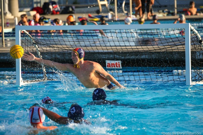 Zachary Jenkins makes one of his 10 saves against LB City