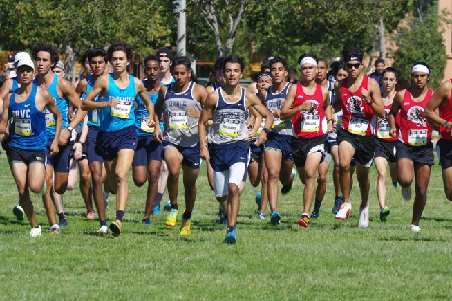 Cerritos men's cross country at the start of the SD Mesa Invitational