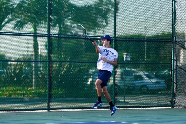 Julian Avila and the Falcon men's tennis team opened SCC play with a 7-2 win over Mt. SAC.