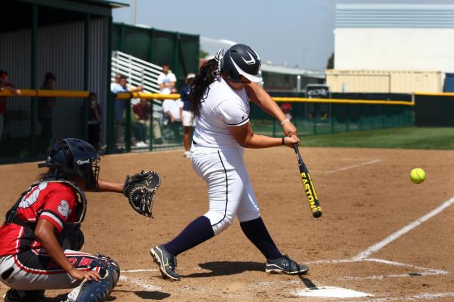This swing by Andrea Arellano resulted in a grand slam, as the Falcons defeated Santa Ana, 10-1. Arellano hit two home runs on the day and drive in six runs.