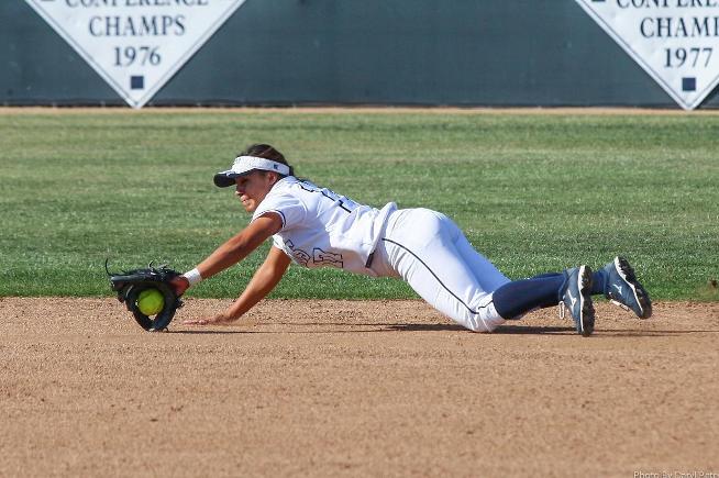 Jenny Collazo made a great defensive play and also hit two home runs in the Falcons loss to El Camino