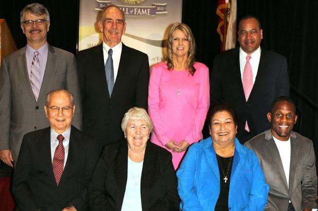 Nancy Kelly (bottom row; second from the left) was inducted into the college's Hall of Fame in 2014