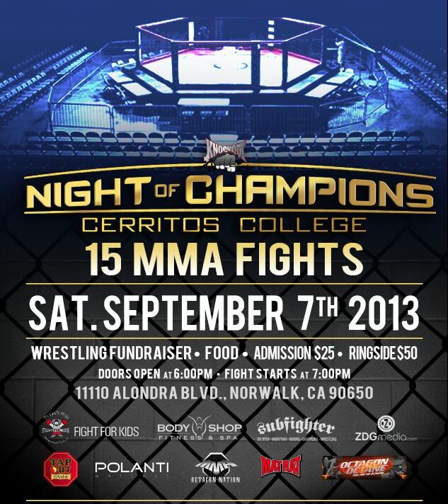 Cerritos College will host 15 MMA fights on Saturday, September 7
