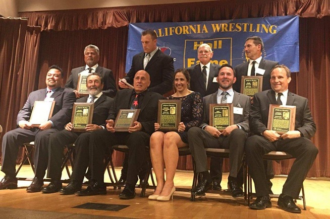 Donny Garriott (seated, second from right) was inducted into the California Wrestling Hall of Fame