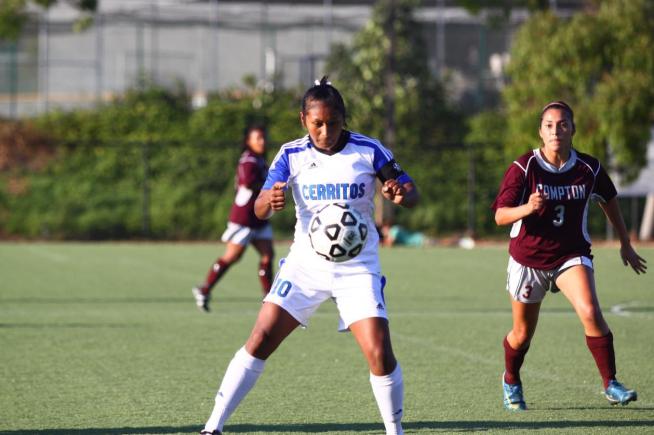 File Photo: Claudia Lopez (10) scored the game-winning goal in the 90th minute against East Los Angeles College.