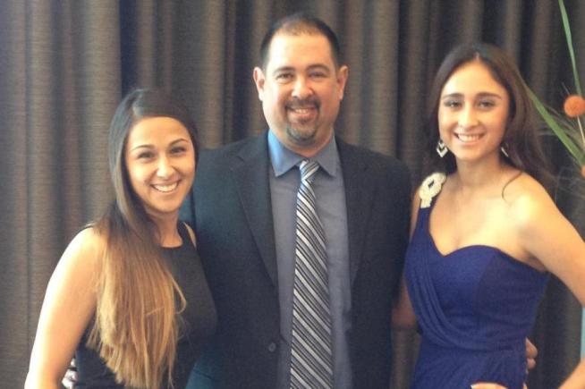 (L-R) Lauren Nanez, Head Coach Ruben Gonzalez and Alyssa Cabral all earned All-America honors.