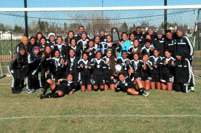 Cerritos College women's soccer team after winning the 2013 CCCAA State Championship