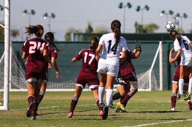 Nayeli Requejo (6) scores one of her four goals against Compton in the Falcons 9-0 win