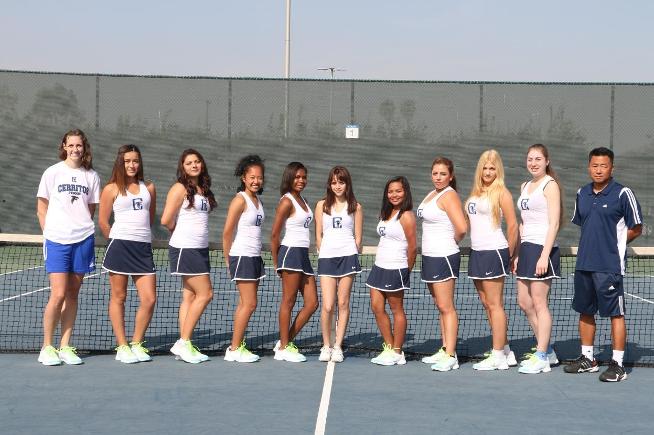 The Cerritos women's tennis team is seeded #4 for the playoffs and will host Grossmont