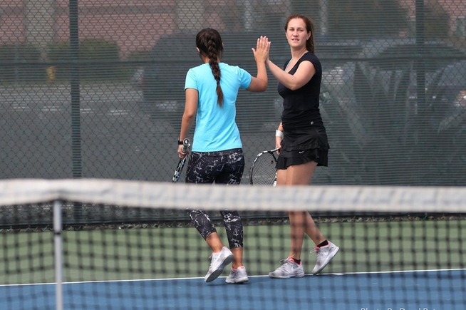 File Photo: (L-R) Alba Gonzalez and Moa Lindstrom won their doubles match
