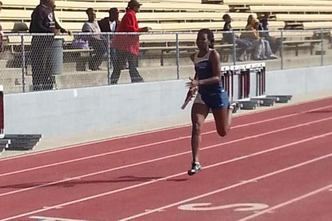 Alexus Dalton set a new school record in the 100-meter HH for the Falcons at a four-way meet at Mt. San Antonio