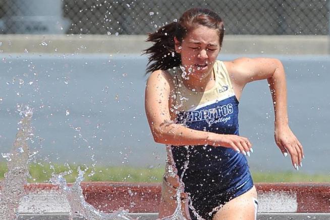 Amineh Beltran won the SCC championship in the 3000-meter steeplechase with a time of 11:52.90