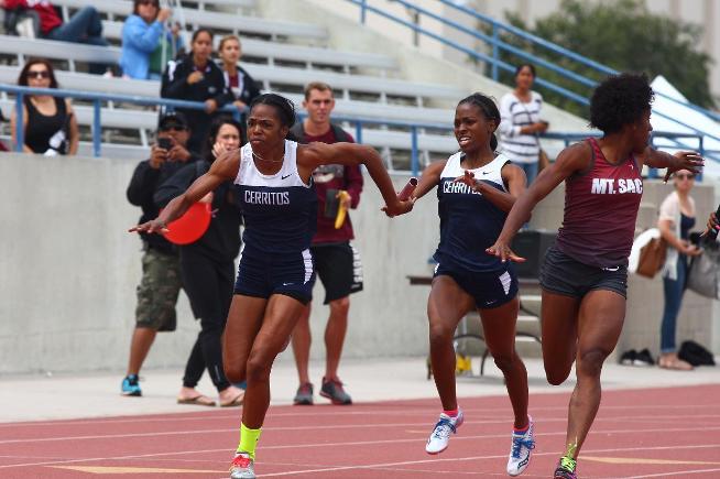 File Photo: The Cerritos women's track team qualified both relay teams to the SoCal FInals