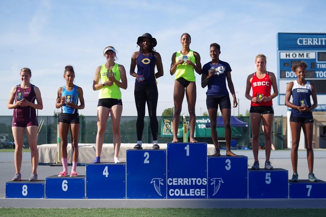 Led by champion Juanita Webster, Cerritos had three of the top four finishers at the SoCal Heptathlon Championships