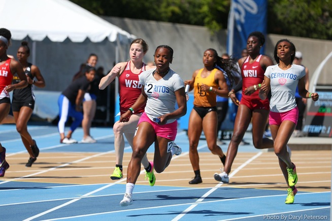 The Cerritos 400-meter relay team set a new school record at UCLA on Saturday