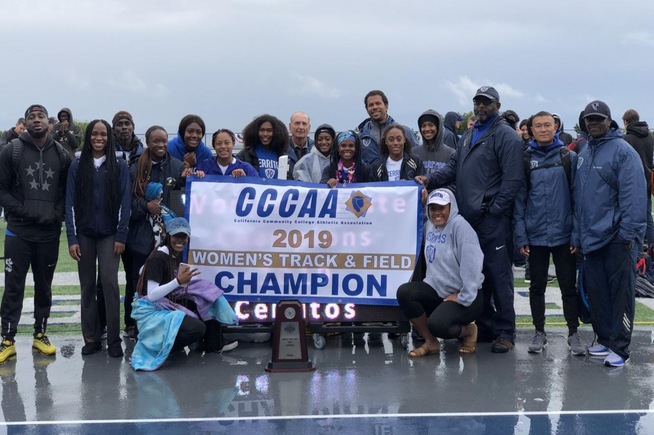 The Cerritos women's track and field team won their ninth state championship