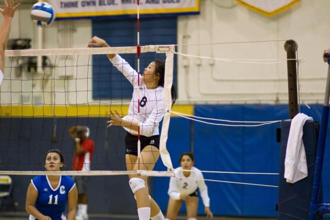 File Photo: Susan Suski (8) recorded a career-high 23 kills, along with seven digs and five service aces, to lead Cerritos over East LA in four sets.