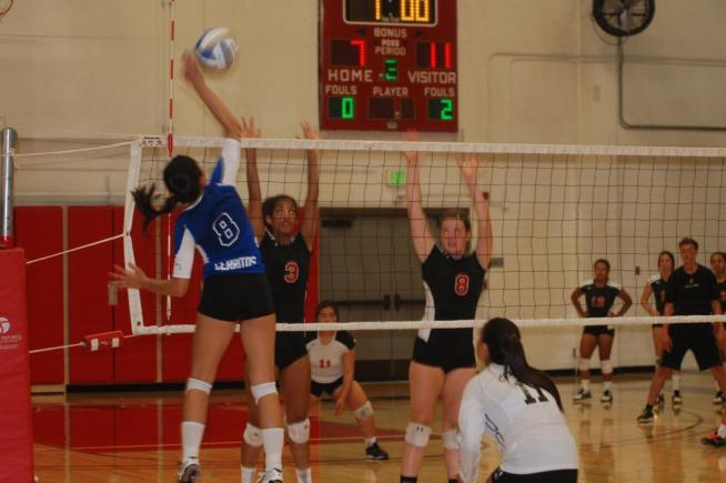 Susan Suski (8) finished with seven kills and added a pair of digs to help lead Cerritos to a three-set sweep over Santa Ana College.