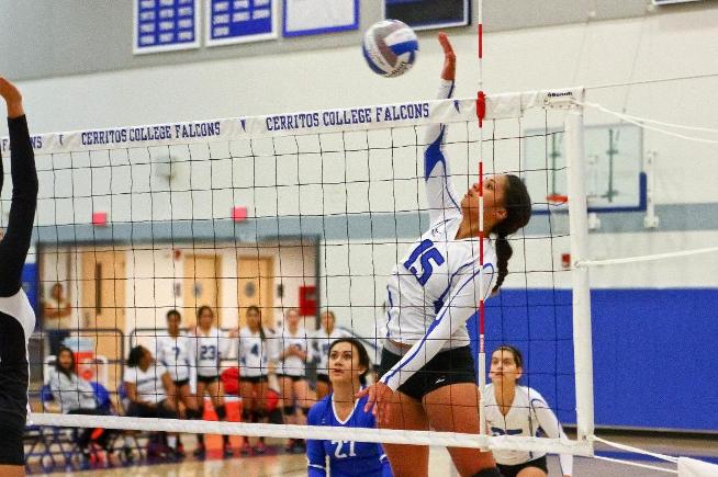 File Photo: Jasmynne Roberts recorded 13 kills and 23 digs in the Falcons five-set loss to LB City