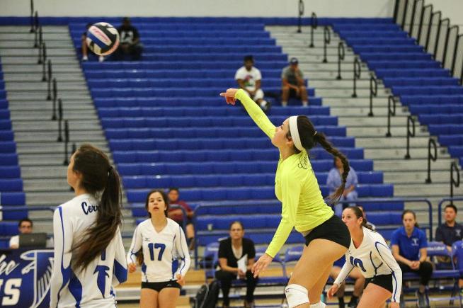 Jasmine Peralta had seven kills and five digs in the Falcons win