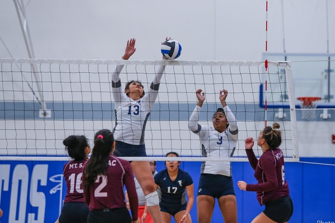 File Photo: Both Alexia Torres (13) and Sierra Hernandez-Hardy (3) recorded double-digit kills for the Falcons