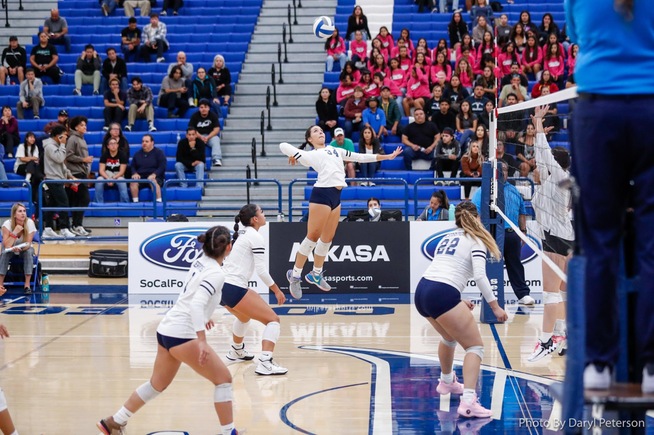 File Photo: Brisa Cortez was one of two Falcons who had 12 kills against Bakersfield College