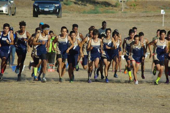 The Cerritos men's cross country team in their first meet