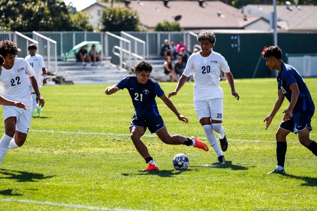 Jose Lopez fires off a shot that gave the Falcons their first of four goals against LA Harbor