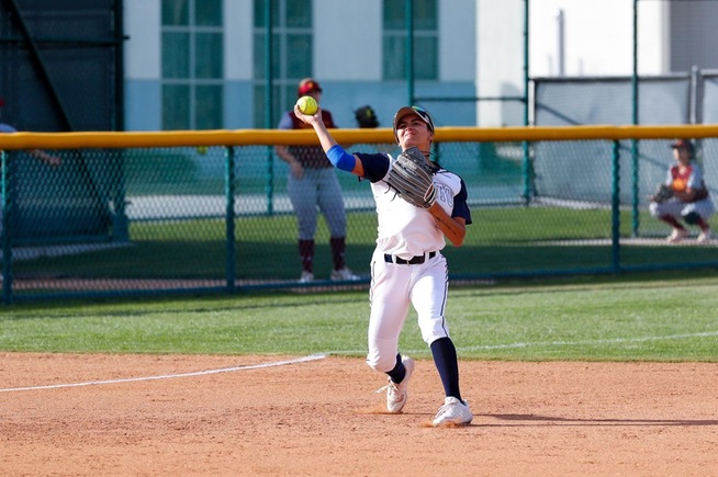 File Photo: Kayla Aros had a pair of hits against College of the Canyons
